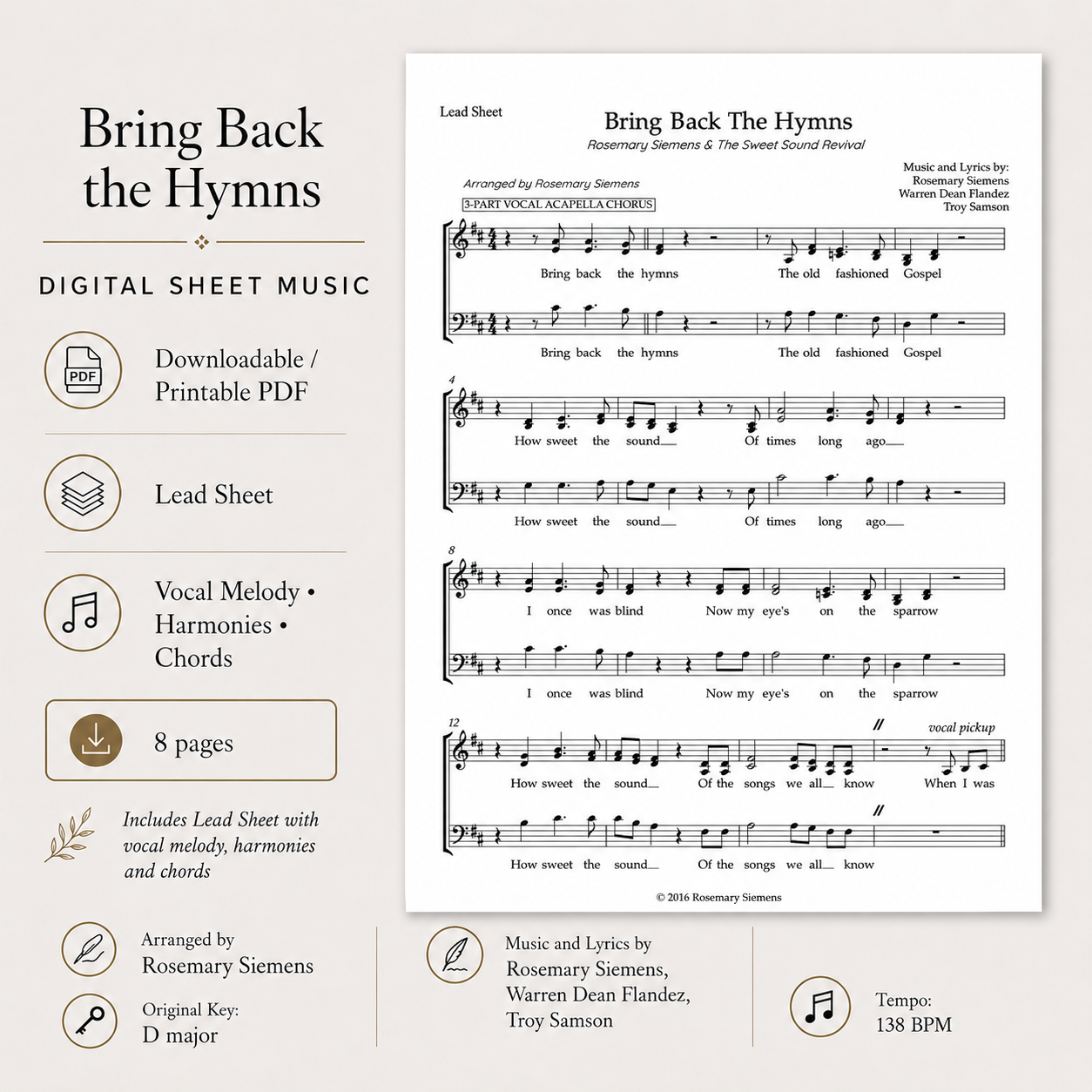 Bring Back the Hymns - Digital Sheet Music