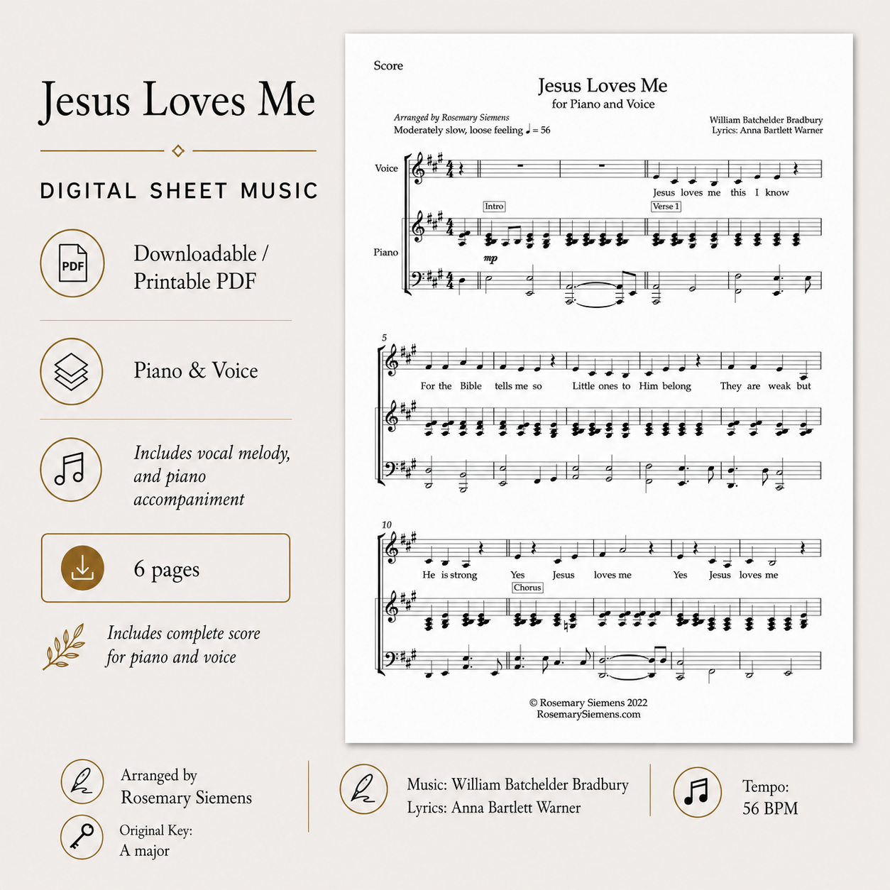 Jesus Loves Me - Digital Sheet Music
