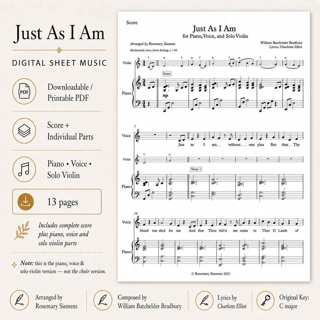 Just As I Am - Digital Sheet Music