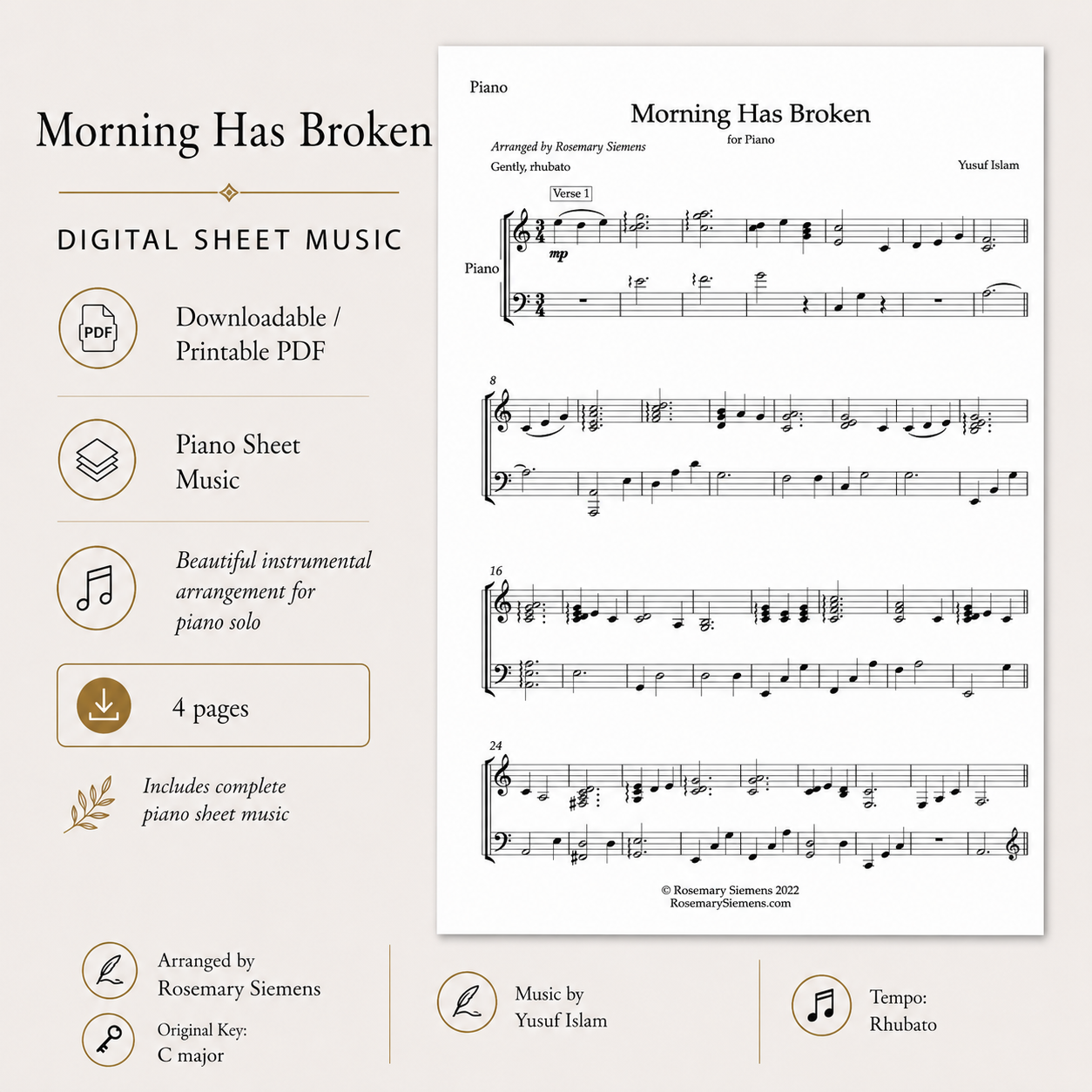 Morning Has Broken - Digital Sheet Music