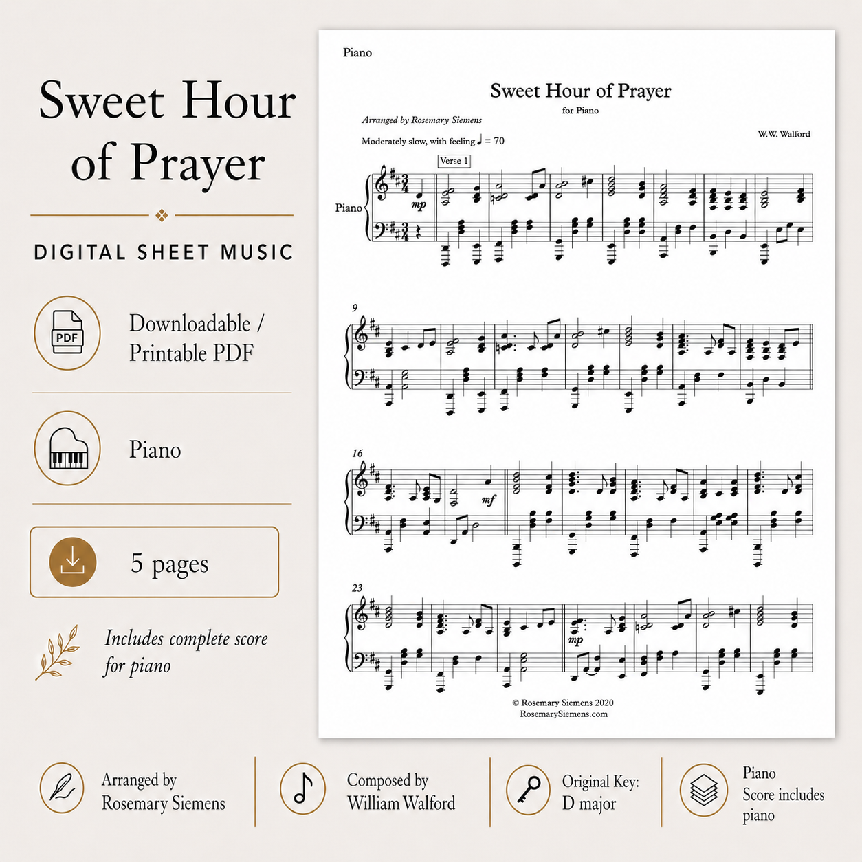 Sweet Hour of Prayer - Digital Sheet Music