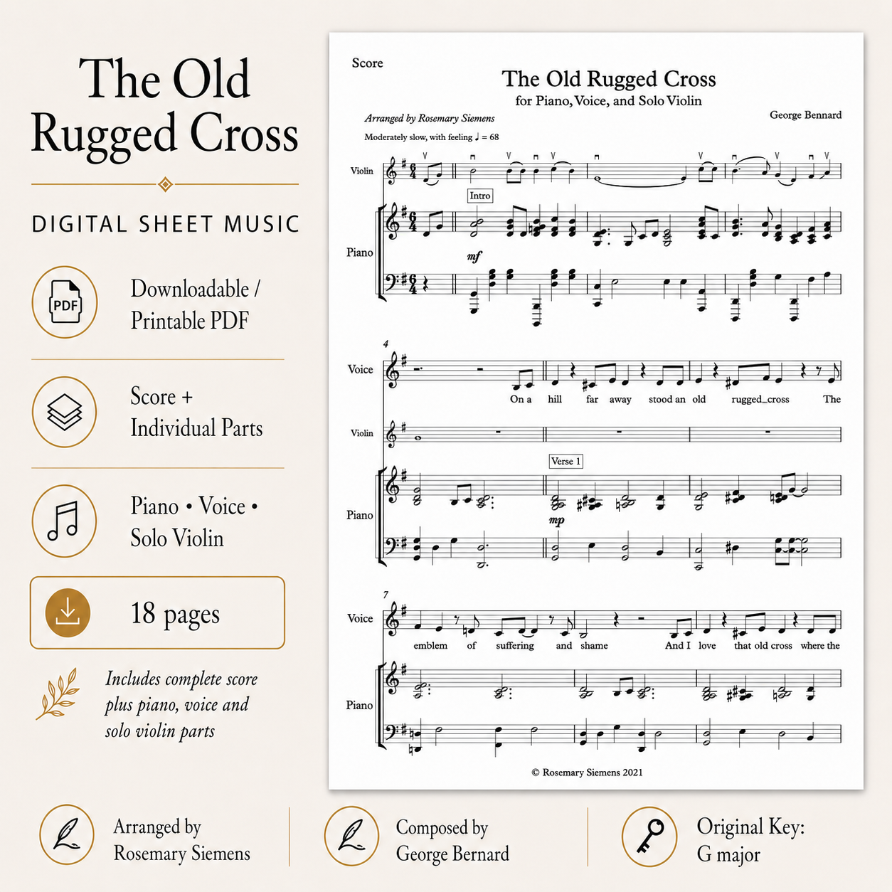 The Old Rugged Cross - Digital Sheet Music