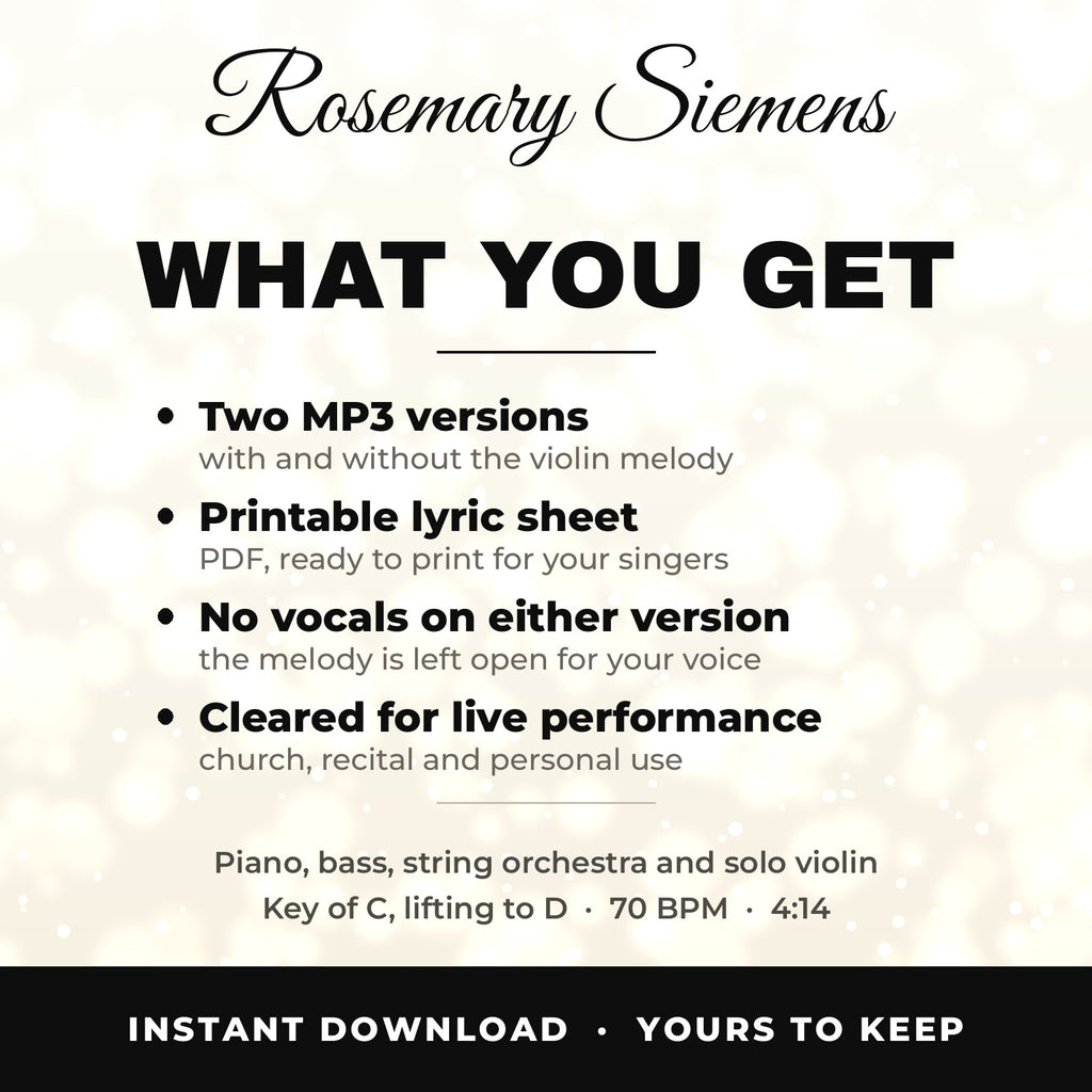 What you get with the Great Is Thy Faithfulness backing track: two MP3 versions, lyric sheet and reference recording